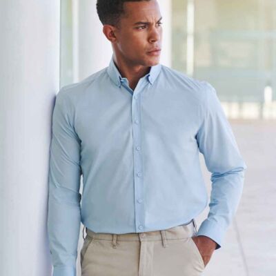 Henbury Long Sleeved Cotton Feel Coolplus® Shirt Thumbnail