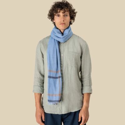 Spasso Blue Double Striped Scarf Thumbnail